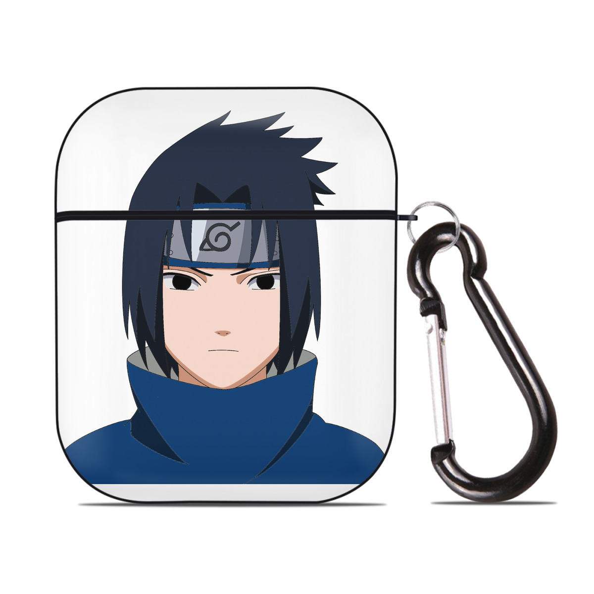 （画像用） NARUTO -ナルト- うちは サスケ Uchiha Sasuke AirPods 第2世代保護ケース ハードシェル ブラック 耐衝撃・防指紋・カラビナ付き