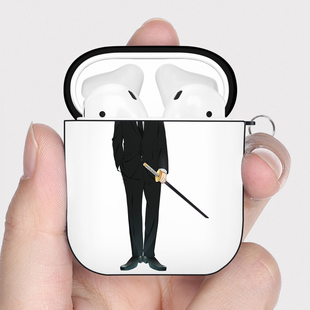 （画像用） NARUTO -ナルト- うちは サスケ Uchiha Sasuke AirPods 第2世代保護ケース ハードシェル ブラック 耐衝撃・防指紋・カラビナ付き
