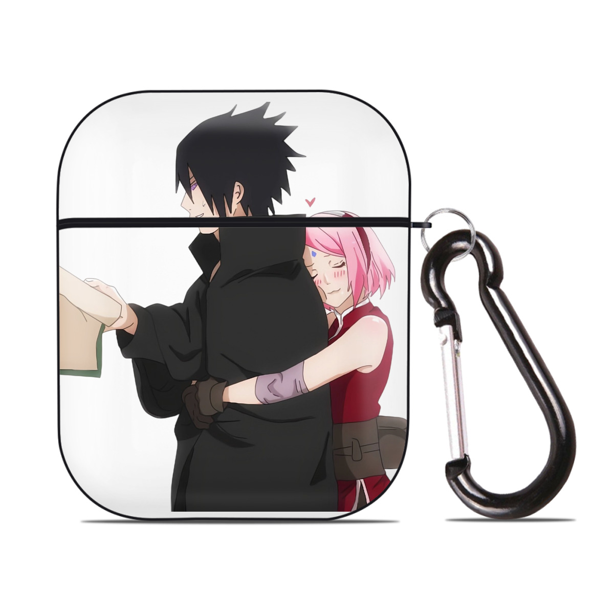 （画像用） NARUTO -ナルト- うちは サスケ Uchiha Sasuke AirPods 第2世代保護ケース ハードシェル ブラック 耐衝撃・防指紋・カラビナ付き