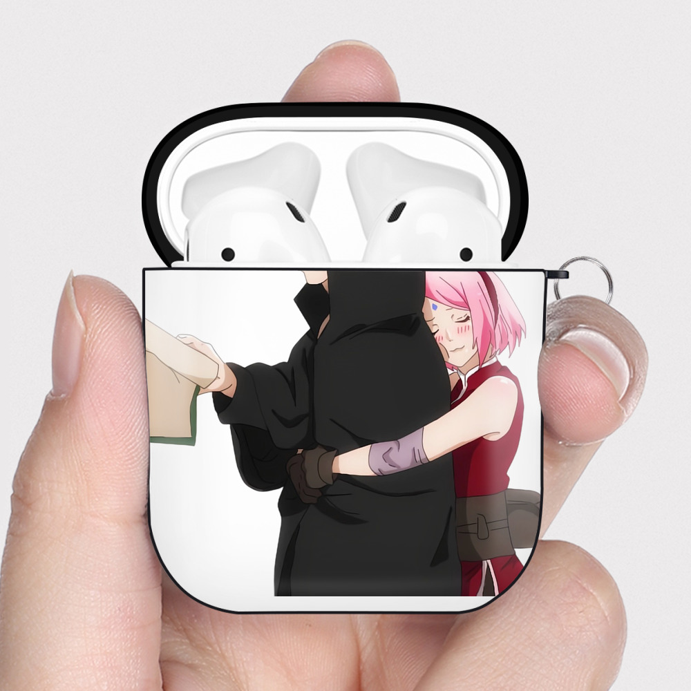 （画像用） NARUTO -ナルト- うちは サスケ Uchiha Sasuke AirPods 第2世代保護ケース ハードシェル ブラック 耐衝撃・防指紋・カラビナ付き