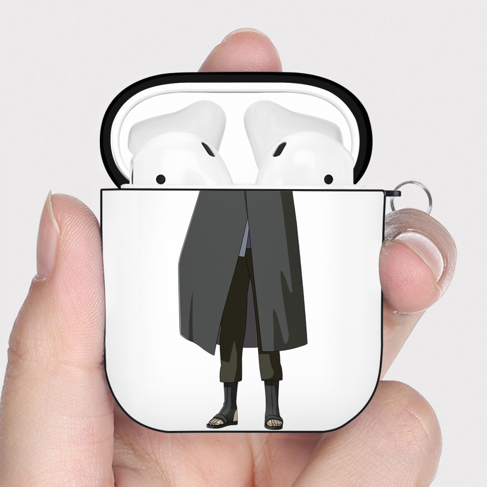 （画像用） NARUTO -ナルト- うちは サスケ Uchiha Sasuke AirPods 第2世代保護ケース ハードシェル ブラック 耐衝撃・防指紋・カラビナ付き