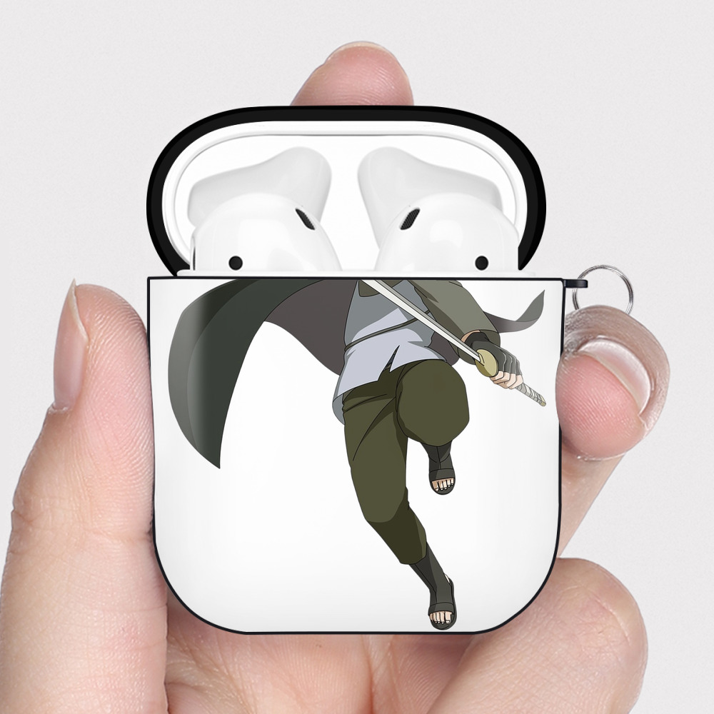 （画像用） NARUTO -ナルト- うちは サスケ Uchiha Sasuke AirPods 第2世代保護ケース ハードシェル ブラック 耐衝撃・防指紋・カラビナ付き