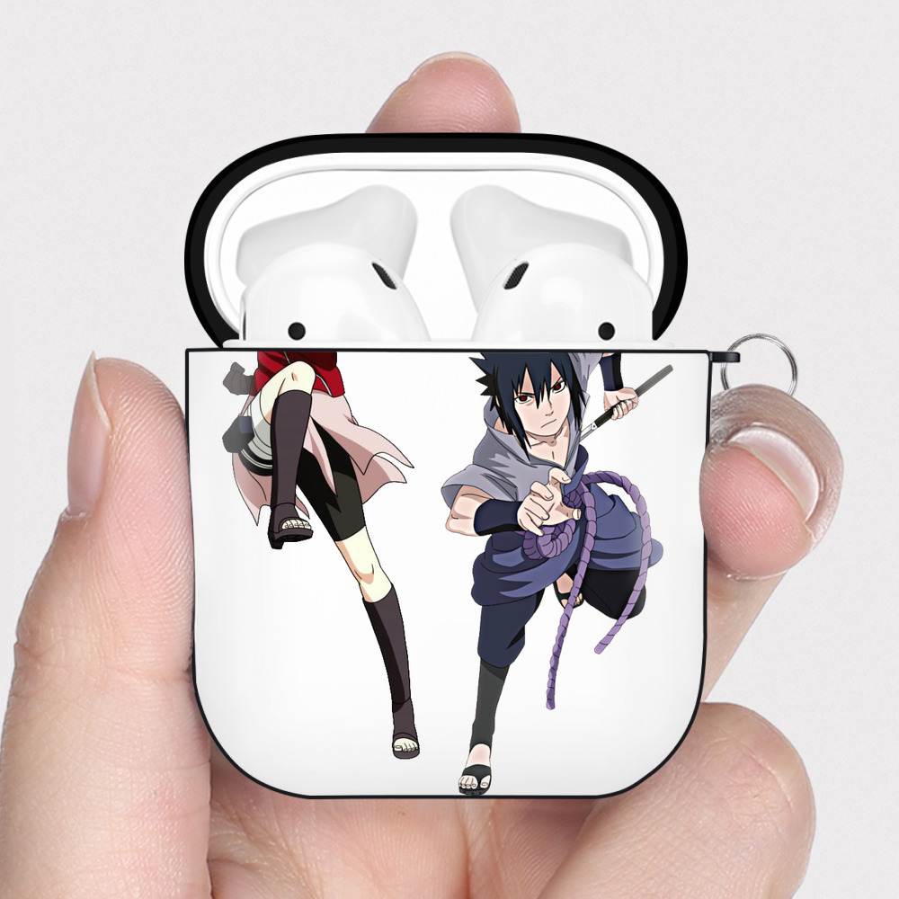 （画像用） NARUTO -ナルト- 春野サクラ Haruno Sakura AirPods 第2世代保護ケース ハードシェル ブラック 耐衝撃・防指紋・カラビナ付き