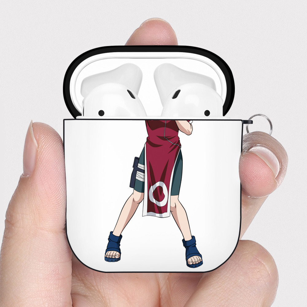 （画像用） NARUTO -ナルト- 春野サクラ Haruno Sakura AirPods 第2世代保護ケース ハードシェル ブラック 耐衝撃・防指紋・カラビナ付き