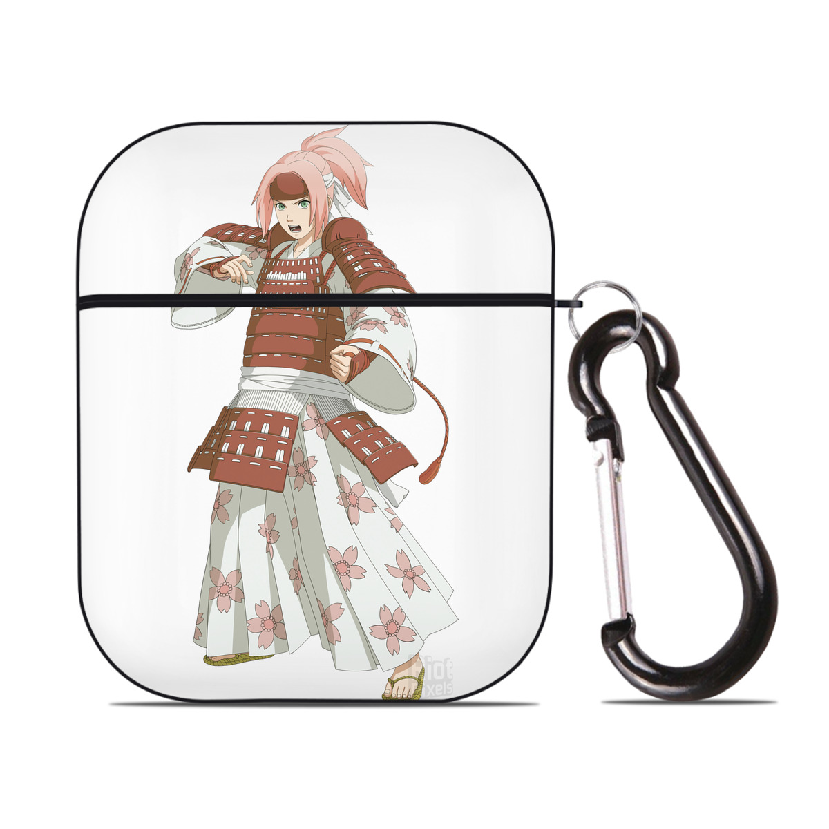 （画像用） NARUTO -ナルト- 春野サクラ Haruno Sakura AirPods 第2世代保護ケース ハードシェル ブラック 耐衝撃・防指紋・カラビナ付き