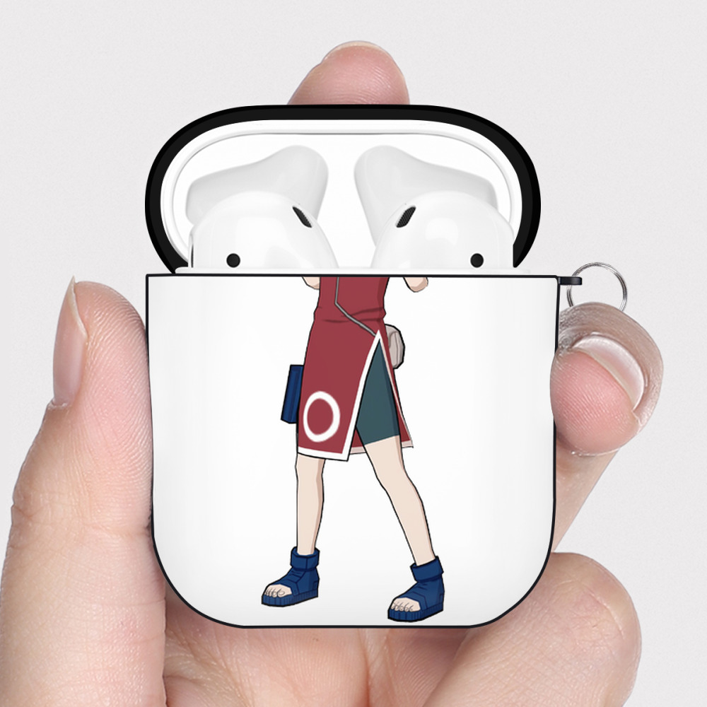 （画像用） NARUTO -ナルト- 春野サクラ Haruno Sakura AirPods 第2世代保護ケース ハードシェル ブラック 耐衝撃・防指紋・カラビナ付き