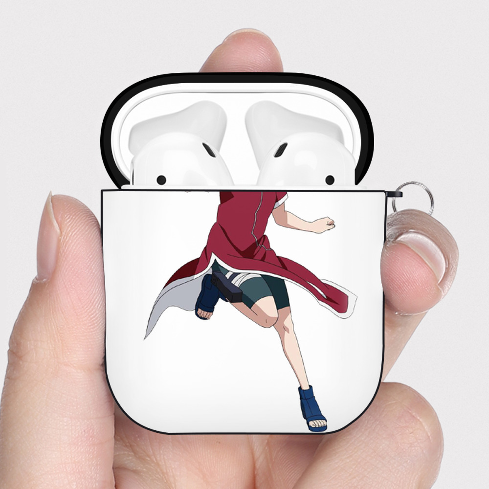（画像用） NARUTO -ナルト- 春野サクラ Haruno Sakura AirPods 第2世代保護ケース ハードシェル ブラック 耐衝撃・防指紋・カラビナ付き
