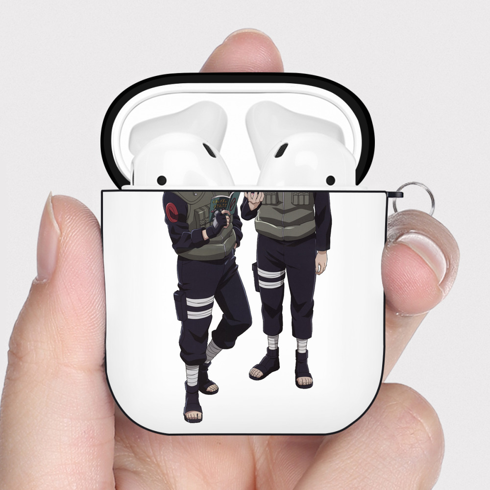 （画像用） NARUTO -ナルト- はたけ カカシ Hatake Kakashi AirPods 第2世代保護ケース ハードシェル ブラック 耐衝撃・防指紋・カラビナ付き