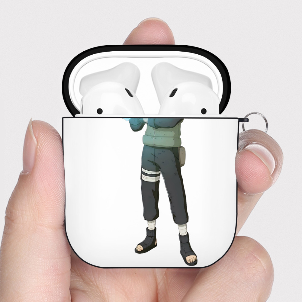 （画像用） NARUTO -ナルト- はたけ カカシ Hatake Kakashi AirPods 第2世代保護ケース ハードシェル ブラック 耐衝撃・防指紋・カラビナ付き