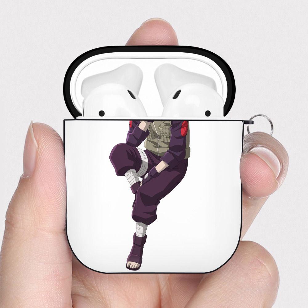 （画像用） NARUTO -ナルト- はたけ カカシ Hatake Kakashi AirPods 第2世代保護ケース ハードシェル ブラック 耐衝撃・防指紋・カラビナ付き