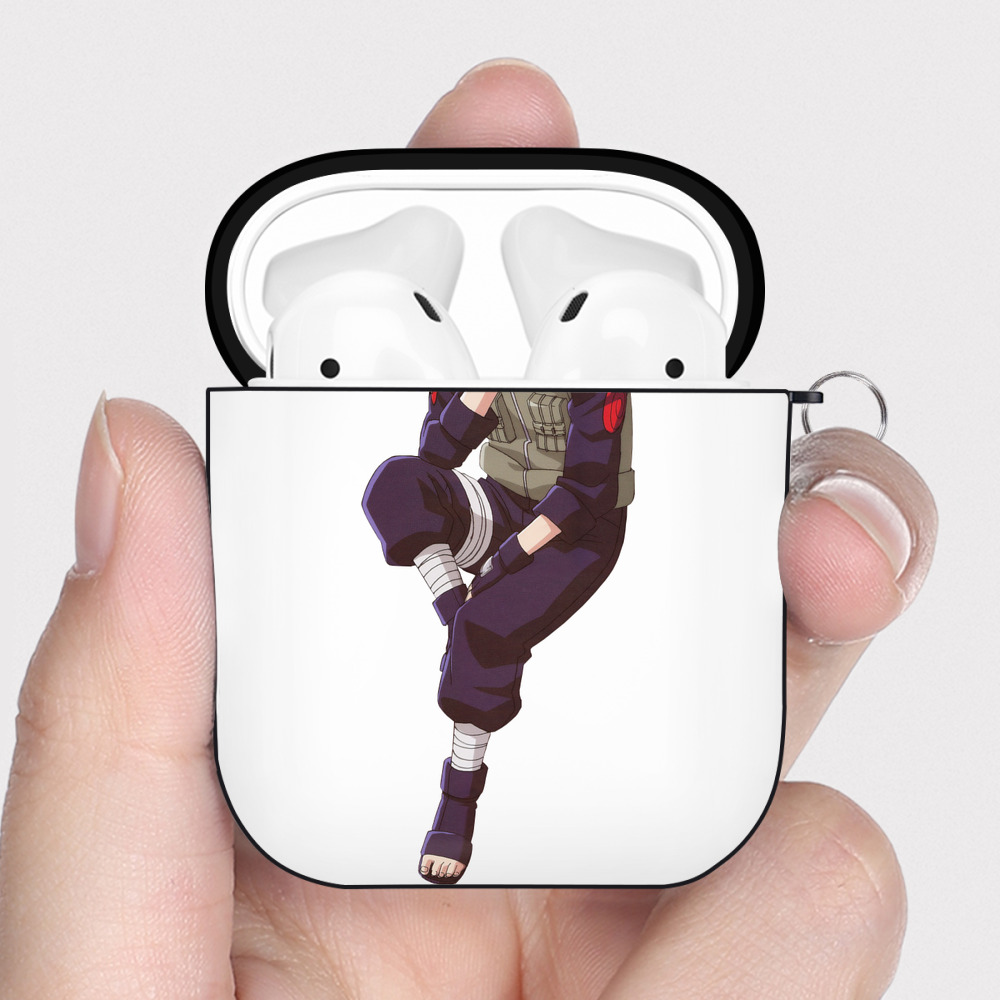 （画像用） NARUTO -ナルト- はたけ カカシ Hatake Kakashi AirPods 第2世代保護ケース ハードシェル ブラック 耐衝撃・防指紋・カラビナ付き