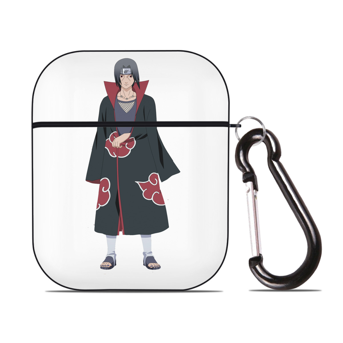 （画像用） NARUTO -ナルト- うちは イタチ Uchiha Itachi AirPods 第2世代保護ケース ハードシェル ブラック 耐衝撃・防指紋・カラビナ付き
