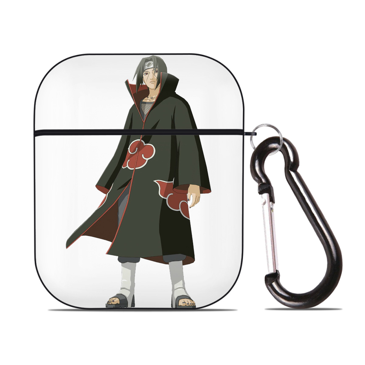 （画像用） NARUTO -ナルト- うちは イタチ Uchiha Itachi AirPods 第2世代保護ケース ハードシェル ブラック 耐衝撃・防指紋・カラビナ付き