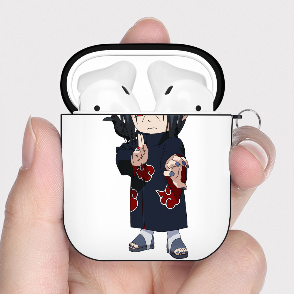 （画像用） NARUTO -ナルト- うちは イタチ Uchiha Itachi AirPods 第2世代保護ケース ハードシェル ブラック 耐衝撃・防指紋・カラビナ付き