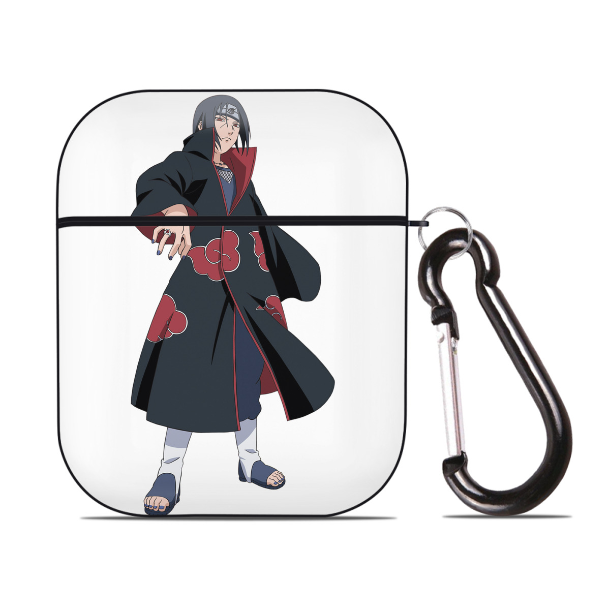 （画像用） NARUTO -ナルト- うちは イタチ Uchiha Itachi AirPods 第2世代保護ケース ハードシェル ブラック 耐衝撃・防指紋・カラビナ付き