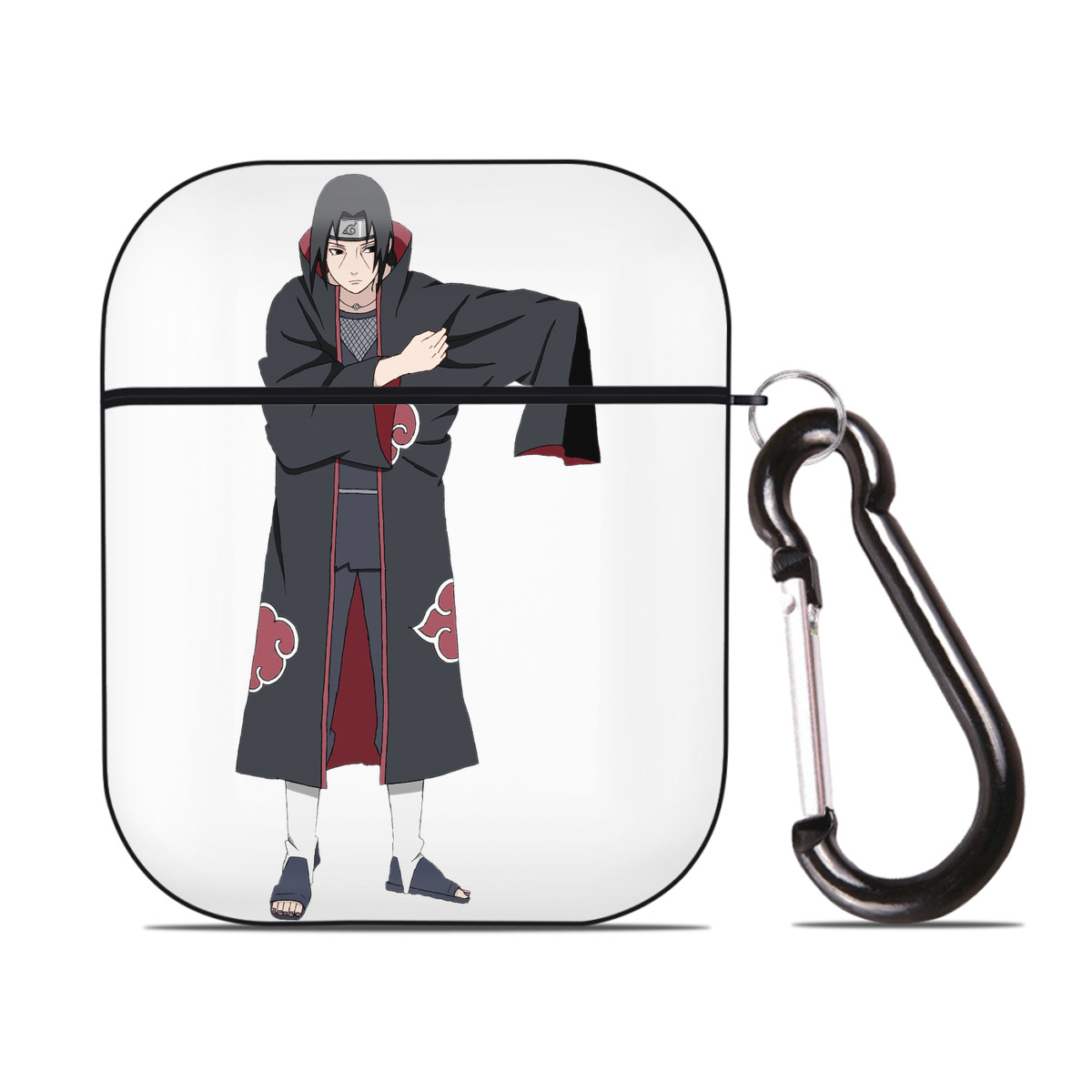 （画像用） NARUTO -ナルト- うちは イタチ Uchiha Itachi AirPods 第2世代保護ケース ハードシェル ブラック 耐衝撃・防指紋・カラビナ付き