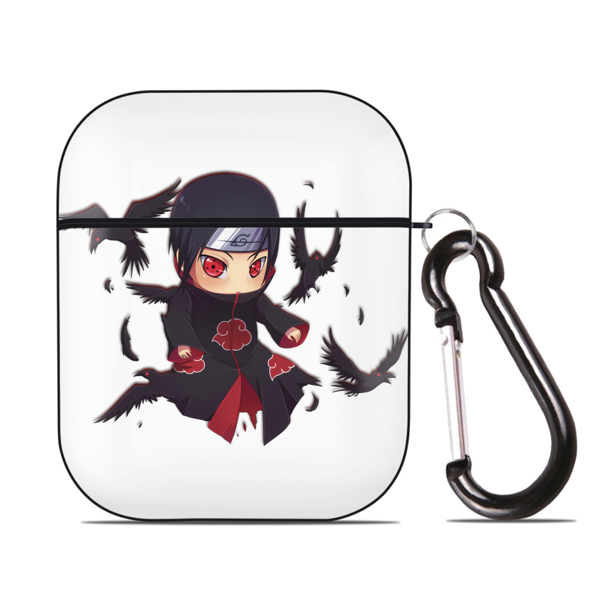 （画像用） NARUTO -ナルト- うちは イタチ Uchiha Itachi AirPods 第2世代保護ケース ハードシェル ブラック 耐衝撃・防指紋・カラビナ付き