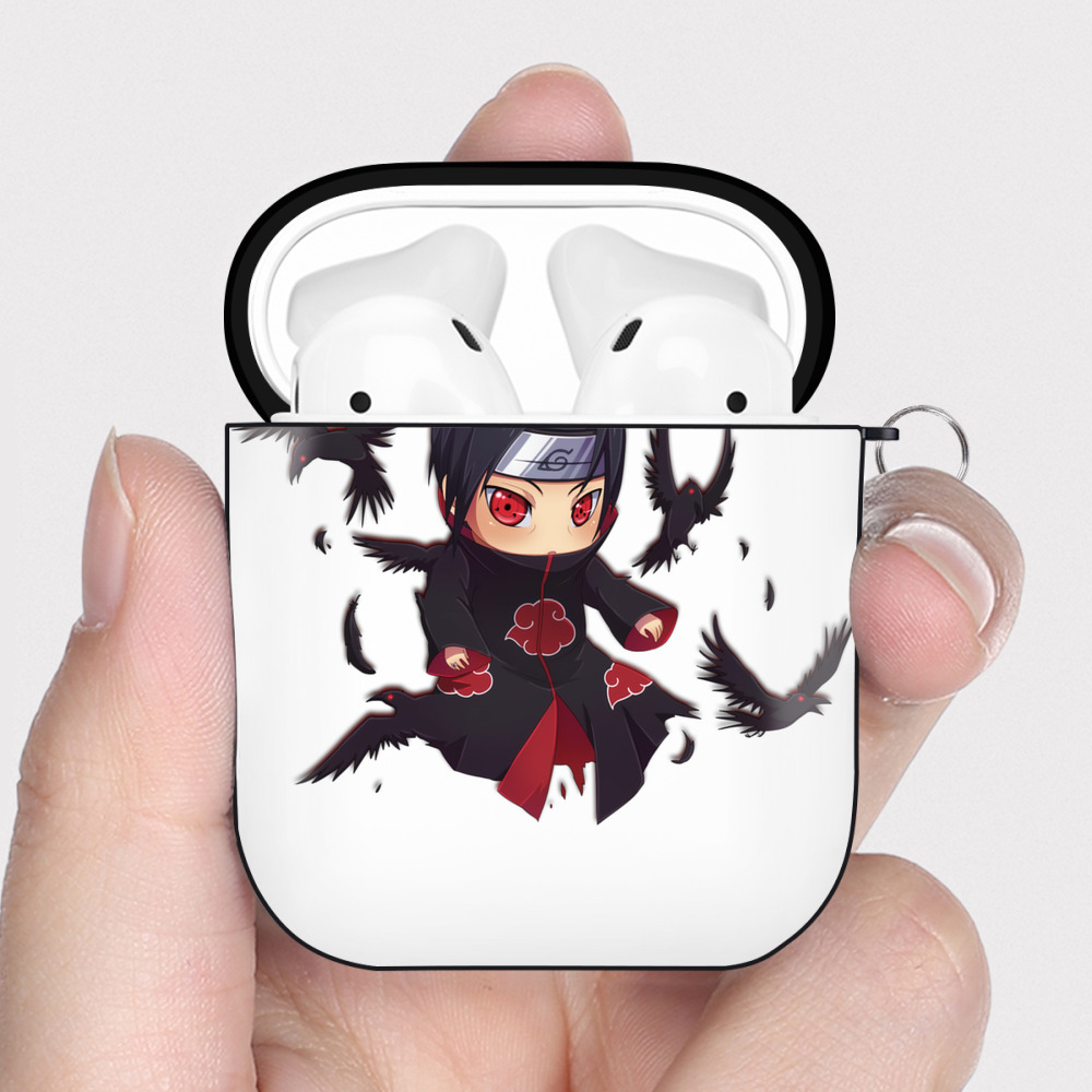 （画像用） NARUTO -ナルト- うちは イタチ Uchiha Itachi AirPods 第2世代保護ケース ハードシェル ブラック 耐衝撃・防指紋・カラビナ付き
