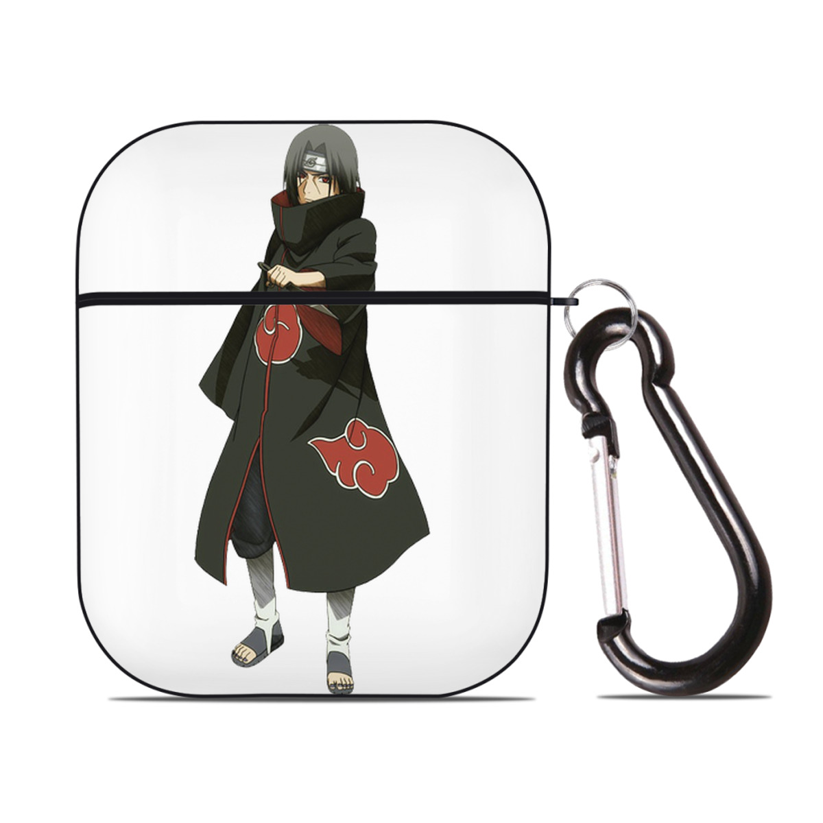 （画像用） NARUTO -ナルト- うちは イタチ Uchiha Itachi AirPods 第2世代保護ケース ハードシェル ブラック 耐衝撃・防指紋・カラビナ付き