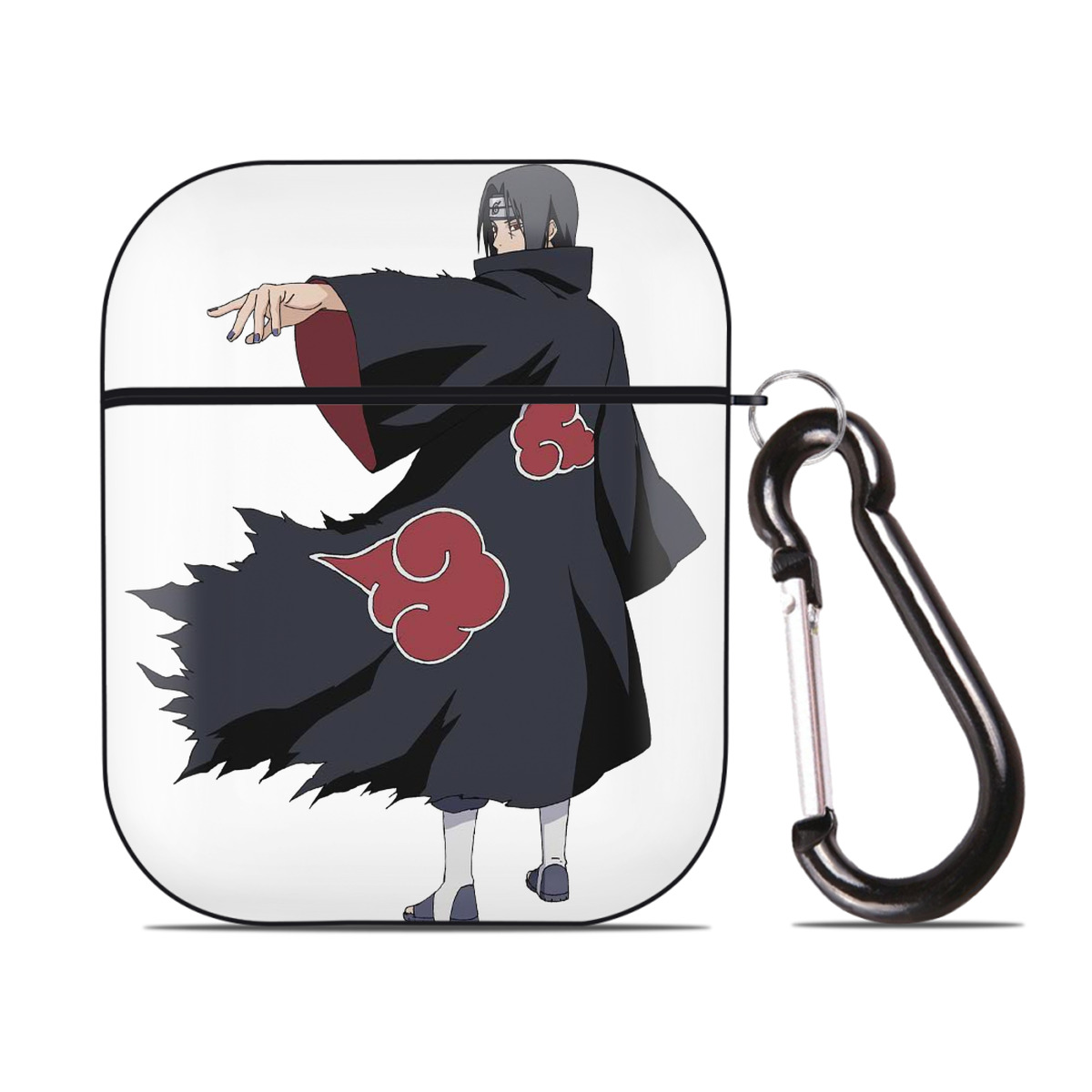 （画像用） NARUTO -ナルト- うちは イタチ Uchiha Itachi AirPods 第2世代保護ケース ハードシェル ブラック 耐衝撃・防指紋・カラビナ付き