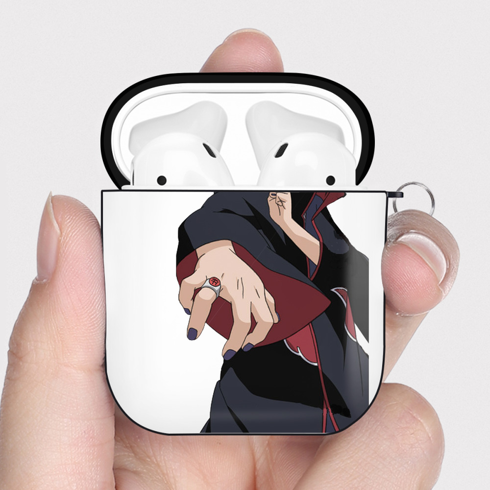 （画像用） NARUTO -ナルト- うちは イタチ Uchiha Itachi AirPods 第2世代保護ケース ハードシェル ブラック 耐衝撃・防指紋・カラビナ付き