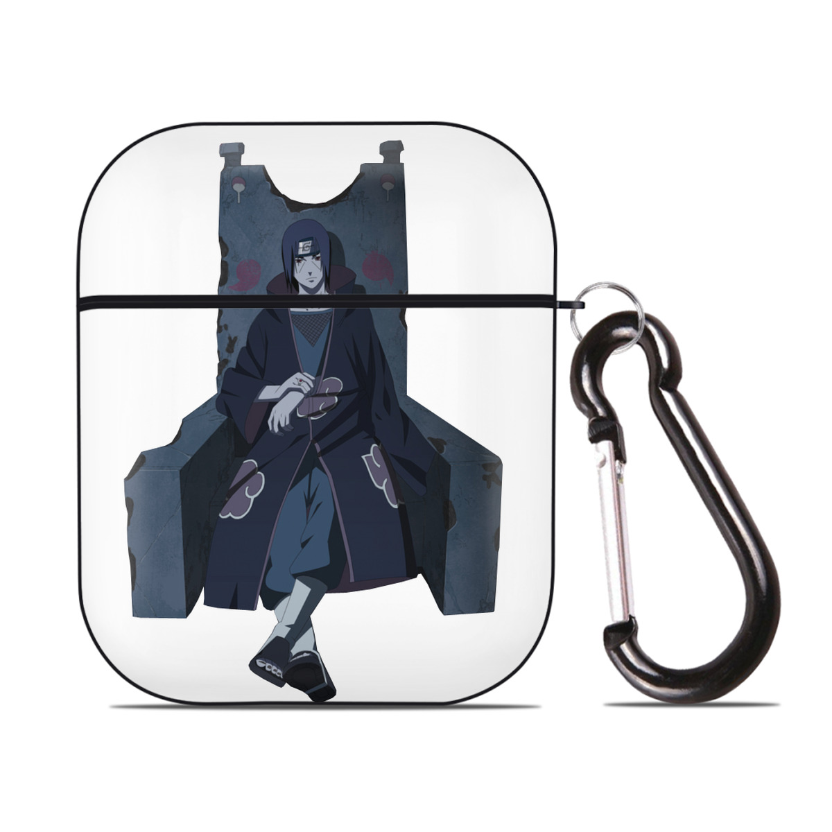 （画像用） NARUTO -ナルト- うちは イタチ Uchiha Itachi AirPods 第2世代保護ケース ハードシェル ブラック 耐衝撃・防指紋・カラビナ付き
