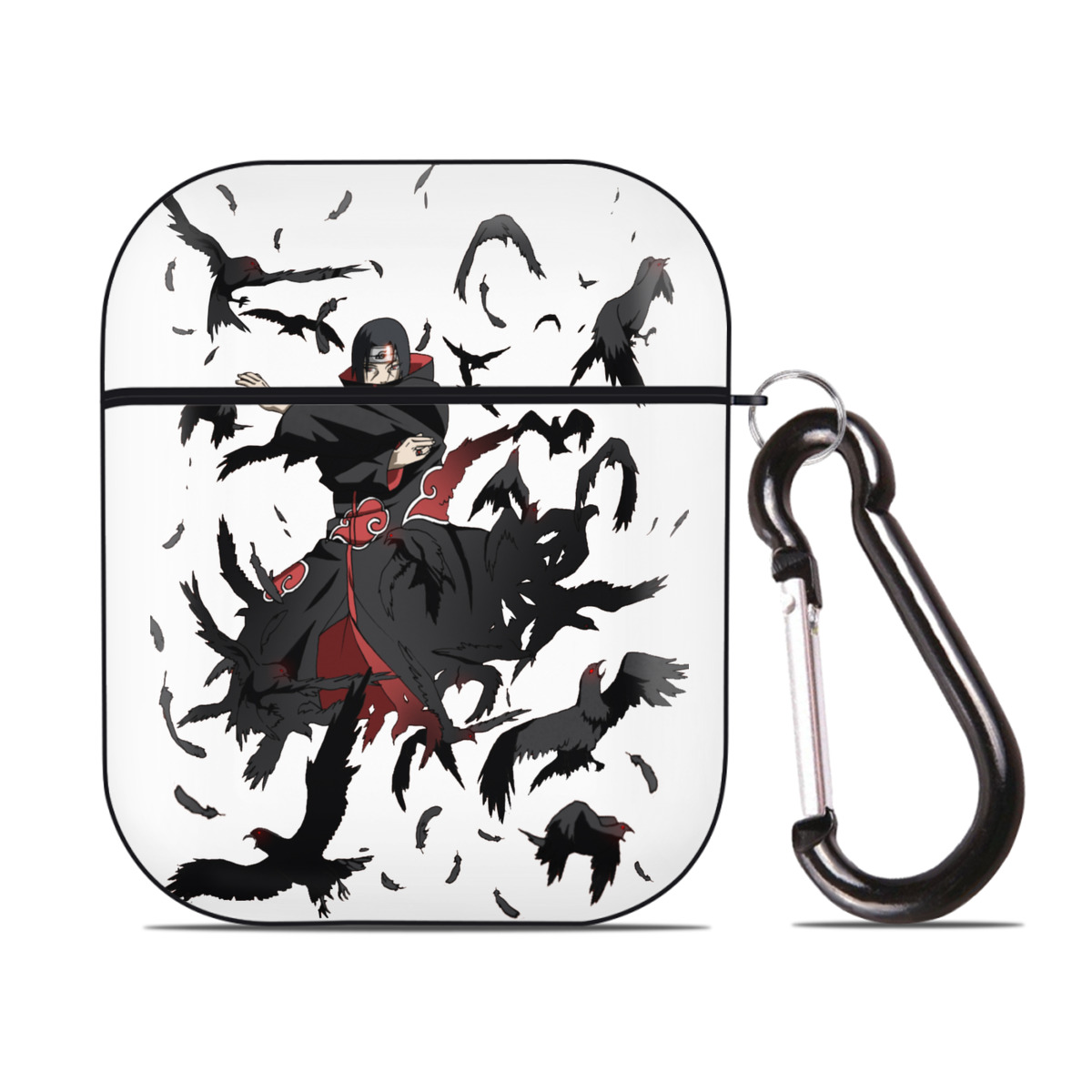 （画像用） NARUTO -ナルト- うちは イタチ Uchiha Itachi AirPods 第2世代保護ケース ハードシェル ブラック 耐衝撃・防指紋・カラビナ付き