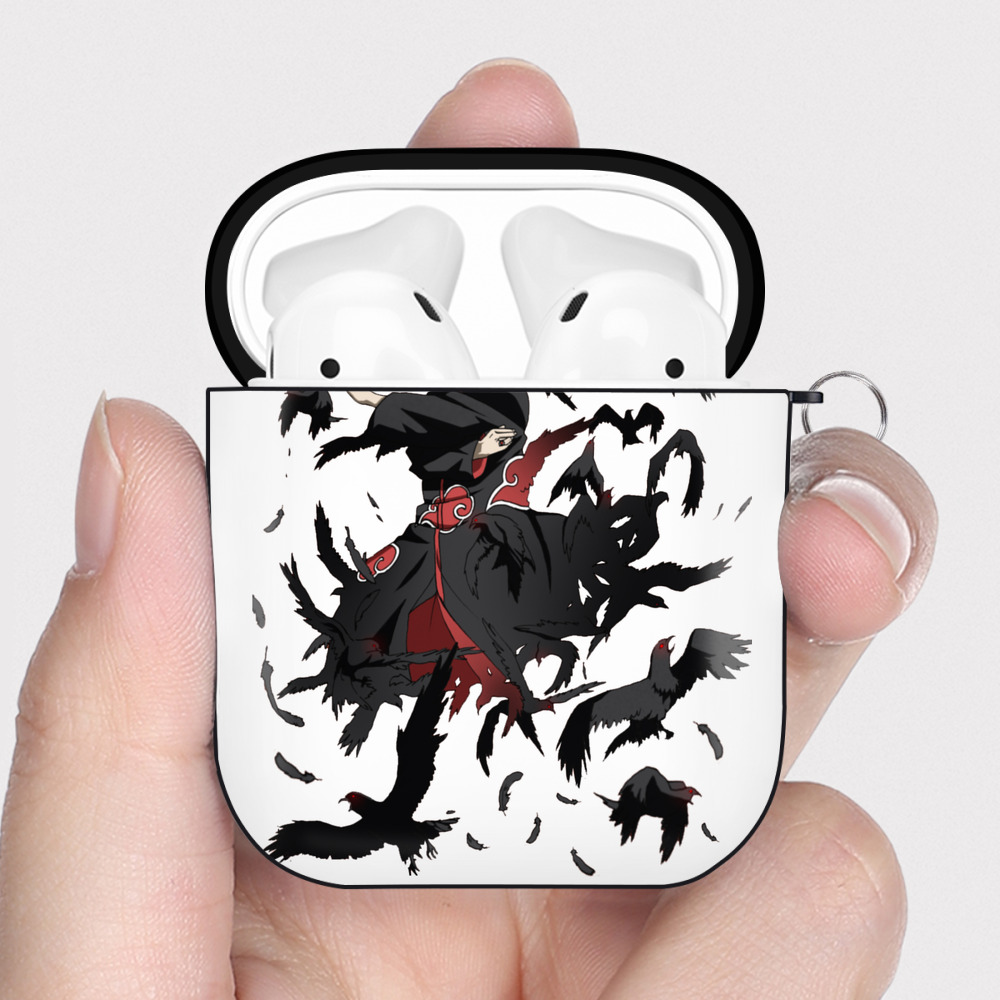 （画像用） NARUTO -ナルト- うちは イタチ Uchiha Itachi AirPods 第2世代保護ケース ハードシェル ブラック 耐衝撃・防指紋・カラビナ付き