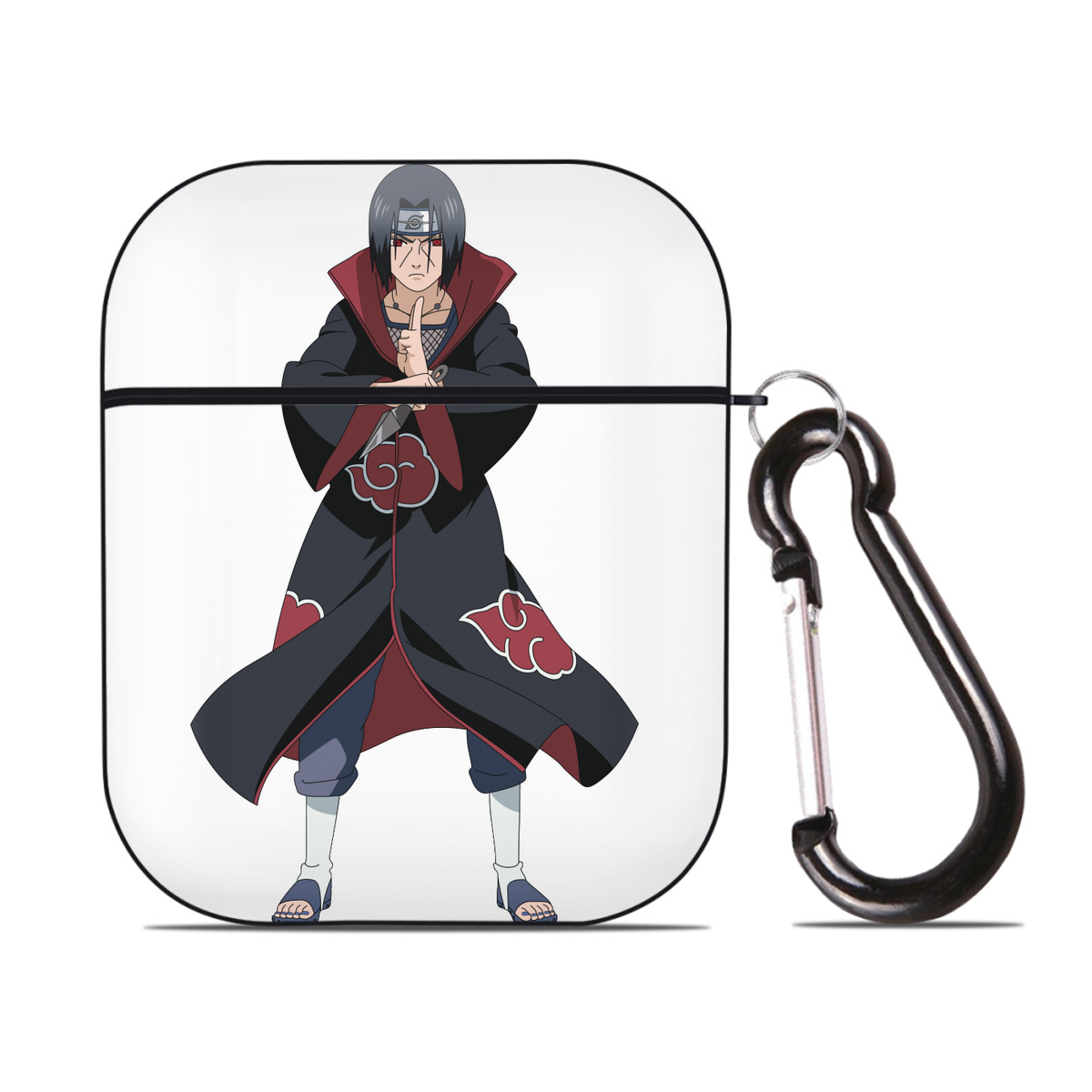 （画像用） NARUTO -ナルト- うちは イタチ Uchiha Itachi AirPods 第2世代保護ケース ハードシェル ブラック 耐衝撃・防指紋・カラビナ付き