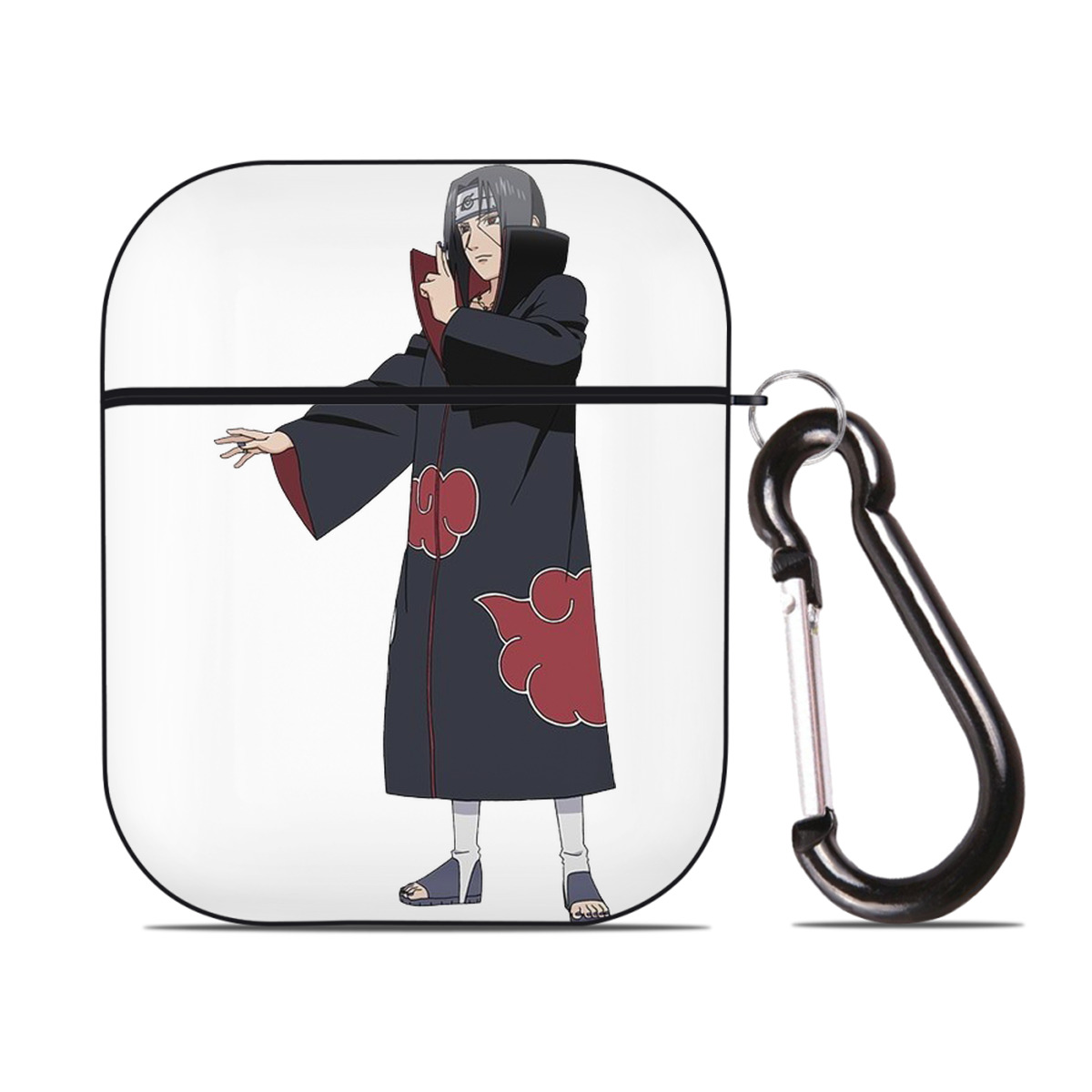 （画像用） NARUTO -ナルト- うちは イタチ Uchiha Itachi AirPods 第2世代保護ケース ハードシェル ブラック 耐衝撃・防指紋・カラビナ付き