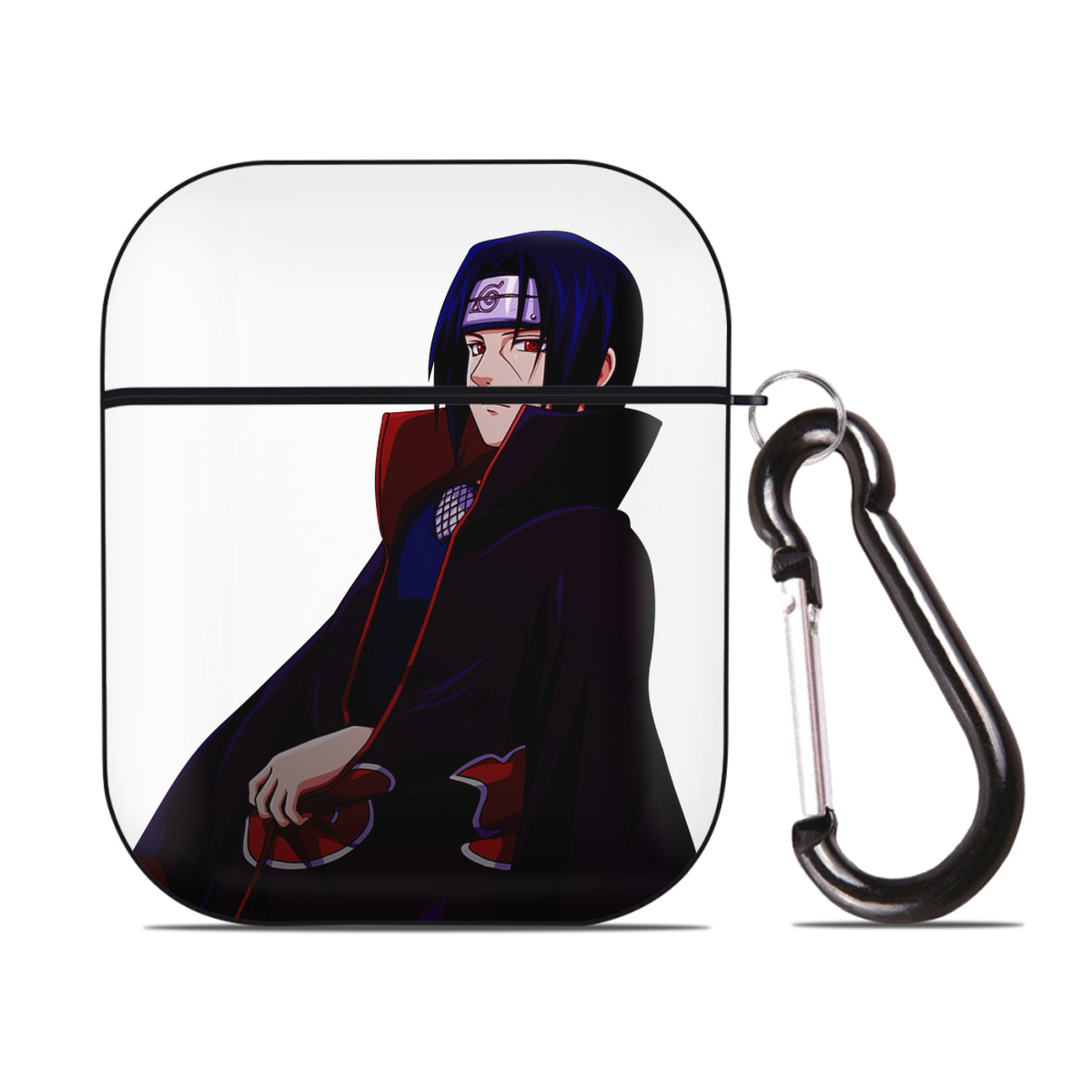 （画像用） NARUTO -ナルト- うちは イタチ Uchiha Itachi AirPods 第2世代保護ケース ハードシェル ブラック 耐衝撃・防指紋・カラビナ付き