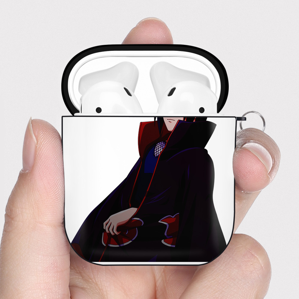 （画像用） NARUTO -ナルト- うちは イタチ Uchiha Itachi AirPods 第2世代保護ケース ハードシェル ブラック 耐衝撃・防指紋・カラビナ付き