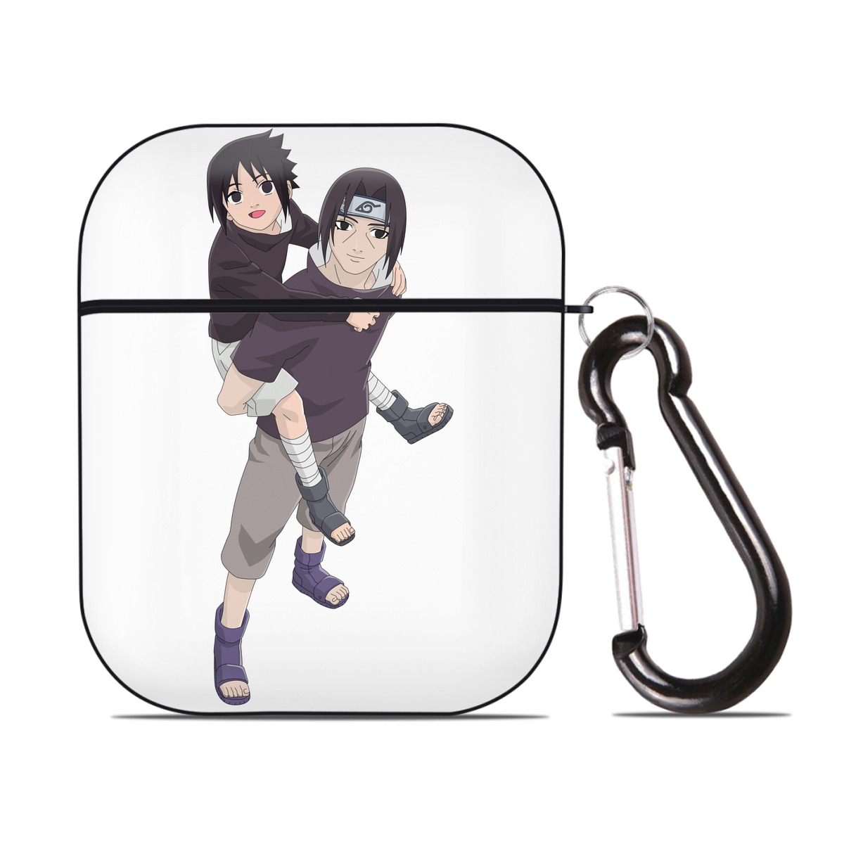 （画像用） NARUTO -ナルト- うちは イタチ Uchiha Itachi AirPods 第2世代保護ケース ハードシェル ブラック 耐衝撃・防指紋・カラビナ付き