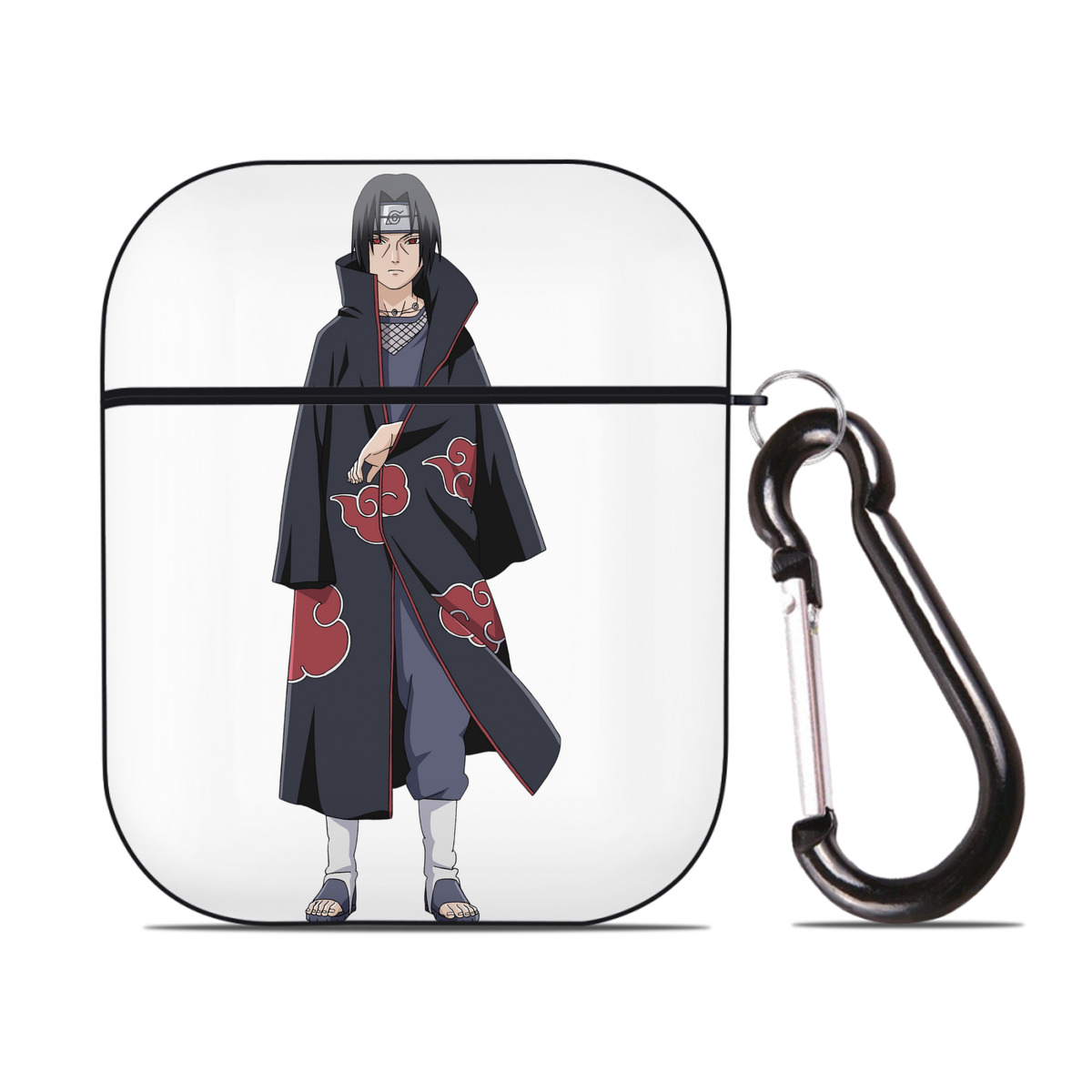 （画像用） NARUTO -ナルト- うちは イタチ Uchiha Itachi AirPods 第2世代保護ケース ハードシェル ブラック 耐衝撃・防指紋・カラビナ付き