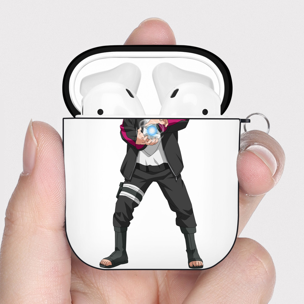 （画像用） NARUTO -ナルト- うずまき ボルト Uzumaki Boruto AirPods 第2世代保護ケース ハードシェル ブラック 耐衝撃・防指紋・カラビナ付き