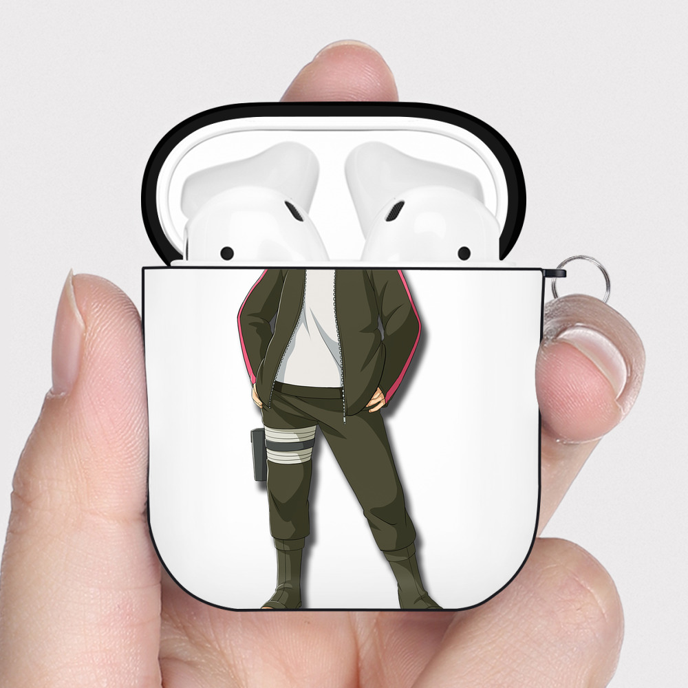 （画像用） NARUTO -ナルト- うずまき ボルト Uzumaki Boruto AirPods 第2世代保護ケース ハードシェル ブラック 耐衝撃・防指紋・カラビナ付き