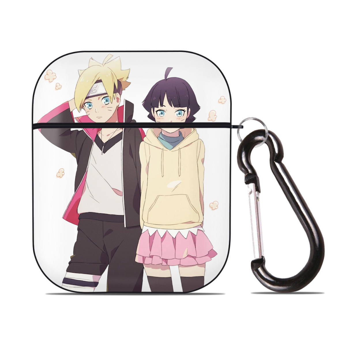 （画像用） NARUTO -ナルト- うずまき ボルト Uzumaki Boruto AirPods 第2世代保護ケース ハードシェル ブラック 耐衝撃・防指紋・カラビナ付き