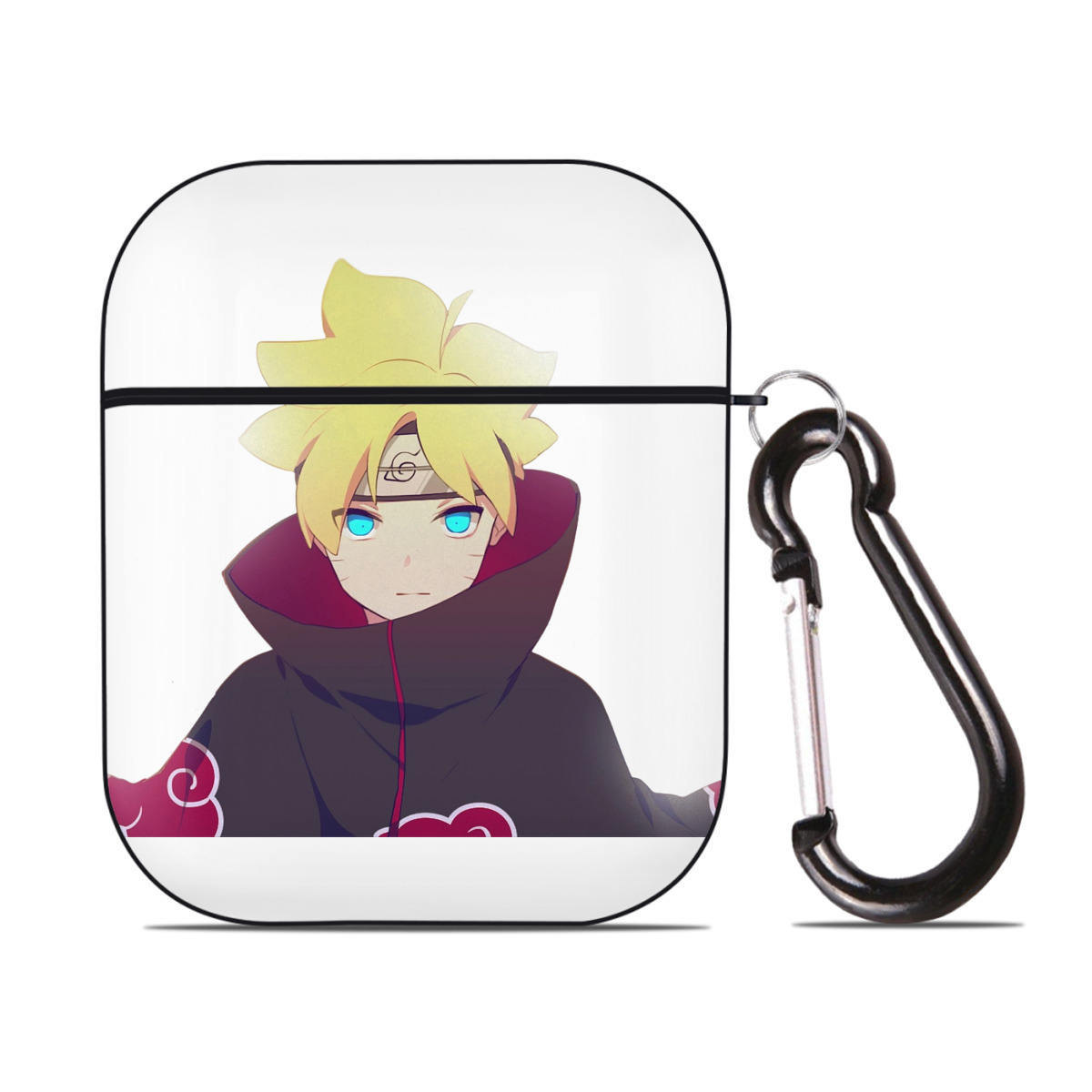 （画像用） NARUTO -ナルト- うずまき ボルト Uzumaki Boruto AirPods 第2世代保護ケース ハードシェル ブラック 耐衝撃・防指紋・カラビナ付き