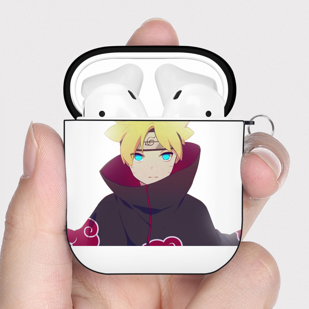 （画像用） NARUTO -ナルト- うずまき ボルト Uzumaki Boruto AirPods 第2世代保護ケース ハードシェル ブラック 耐衝撃・防指紋・カラビナ付き