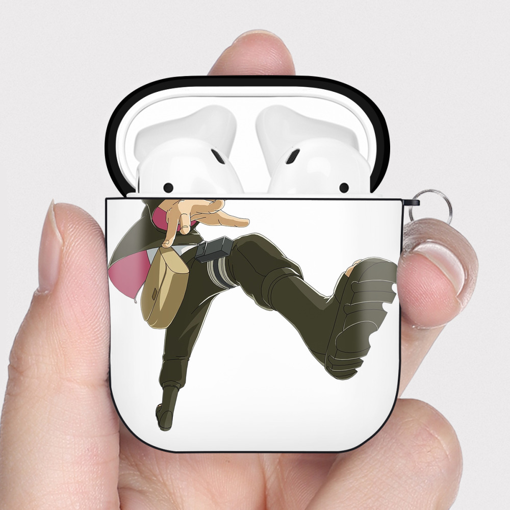 （画像用） NARUTO -ナルト- うずまき ボルト Uzumaki Boruto AirPods 第2世代保護ケース ハードシェル ブラック 耐衝撃・防指紋・カラビナ付き