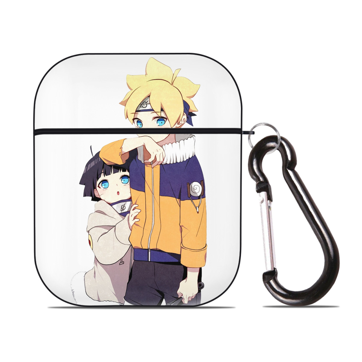 （画像用） NARUTO -ナルト- うずまき ボルト Uzumaki Boruto AirPods 第2世代保護ケース ハードシェル ブラック 耐衝撃・防指紋・カラビナ付き