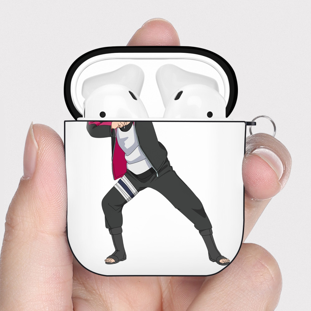 （画像用） NARUTO -ナルト- うずまき ボルト Uzumaki Boruto AirPods 第2世代保護ケース ハードシェル ブラック 耐衝撃・防指紋・カラビナ付き