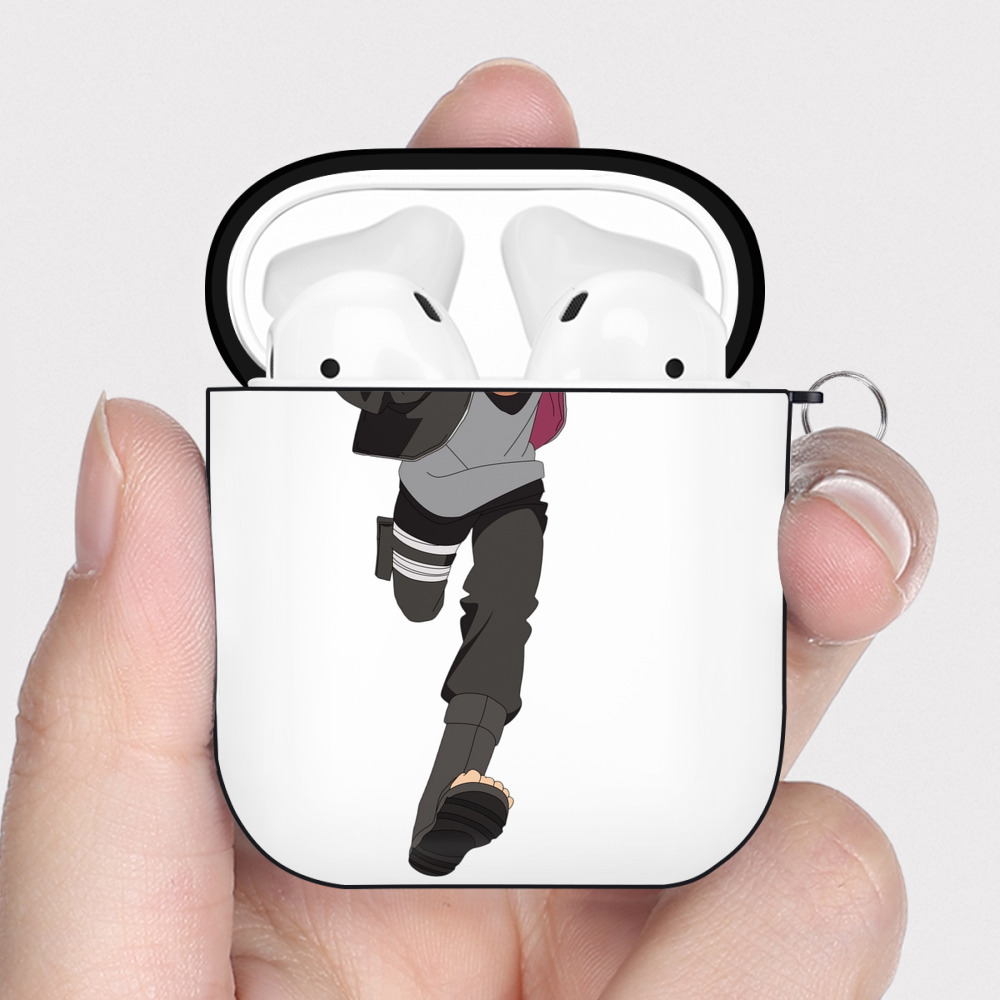 （画像用） NARUTO -ナルト- うずまき ボルト Uzumaki Boruto AirPods 第2世代保護ケース ハードシェル ブラック 耐衝撃・防指紋・カラビナ付き