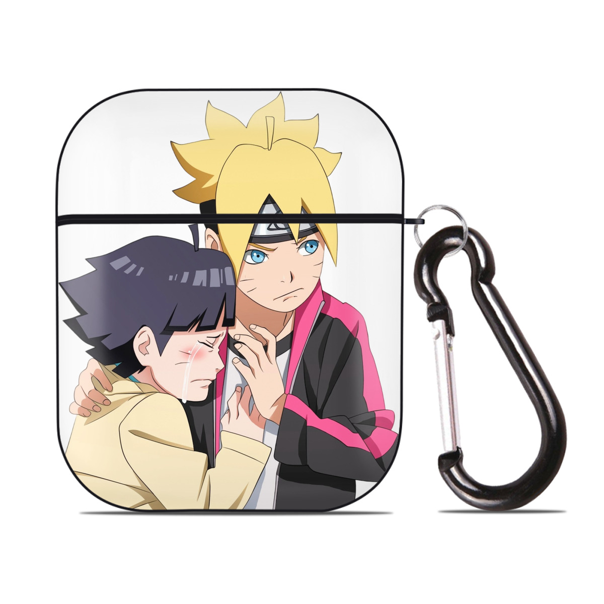 （画像用） NARUTO -ナルト- うずまき ボルト Uzumaki Boruto AirPods 第2世代保護ケース ハードシェル ブラック 耐衝撃・防指紋・カラビナ付き