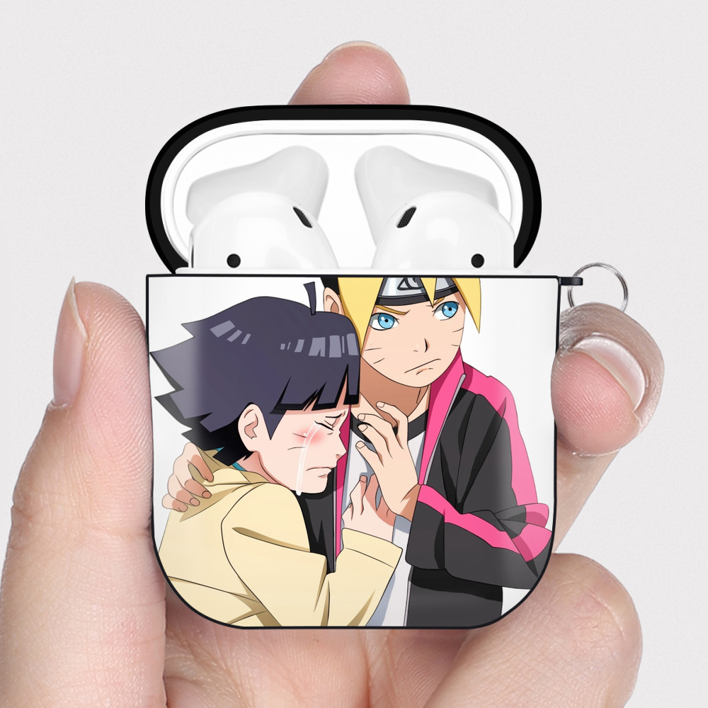 （画像用） NARUTO -ナルト- うずまき ボルト Uzumaki Boruto AirPods 第2世代保護ケース ハードシェル ブラック 耐衝撃・防指紋・カラビナ付き