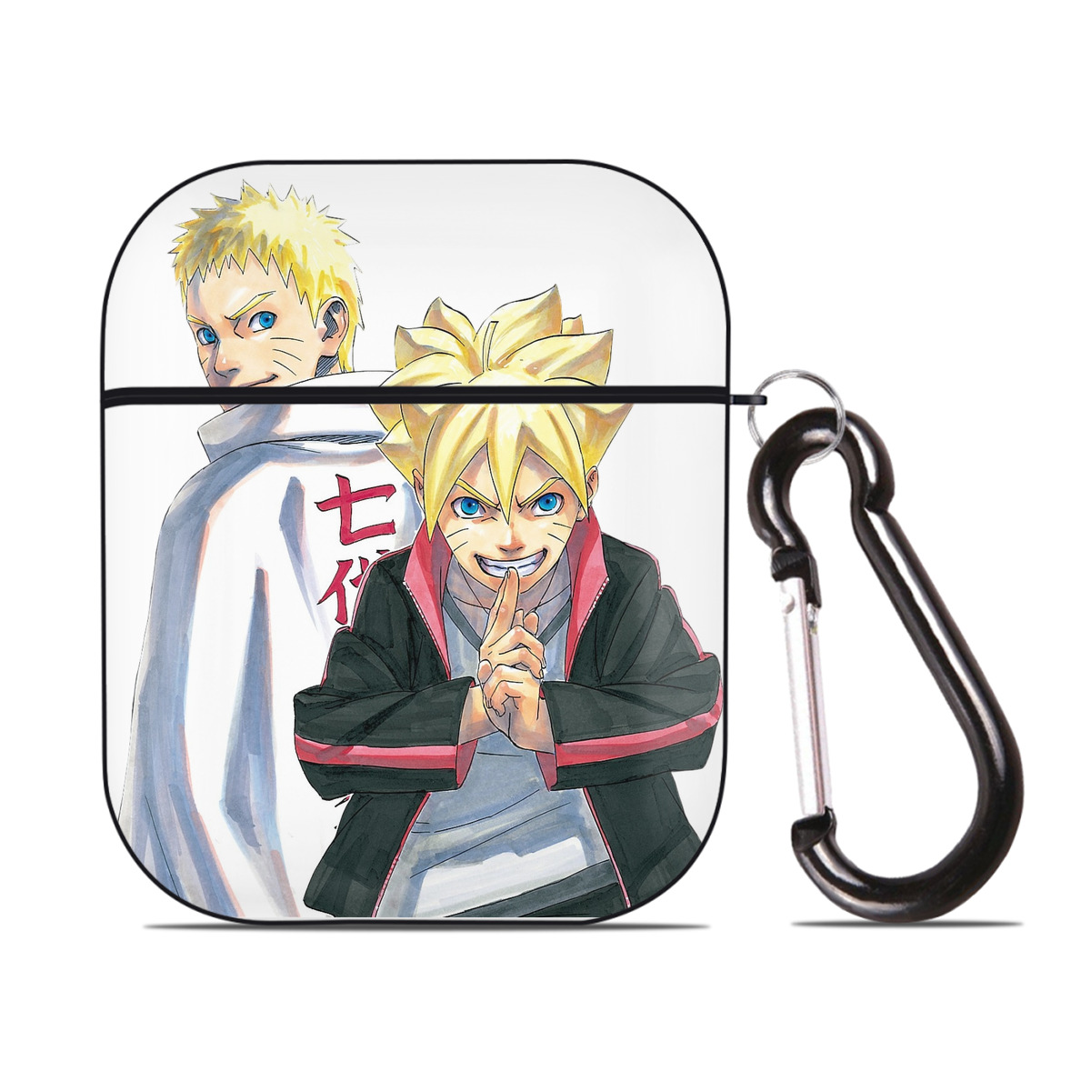 （画像用） NARUTO -ナルト- うずまき ボルト Uzumaki Boruto AirPods 第2世代保護ケース ハードシェル ブラック 耐衝撃・防指紋・カラビナ付き
