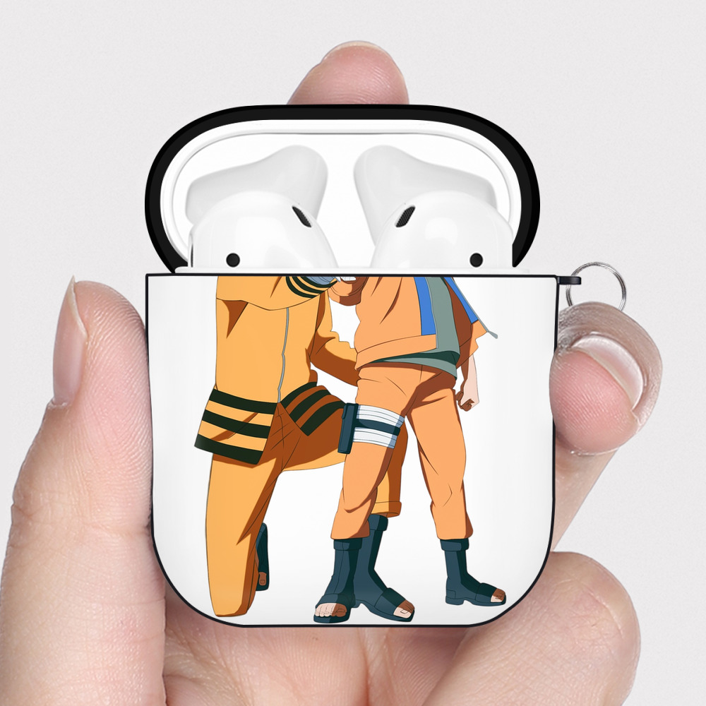 （画像用） NARUTO -ナルト- うずまき ボルト Uzumaki Boruto AirPods 第2世代保護ケース ハードシェル ブラック 耐衝撃・防指紋・カラビナ付き