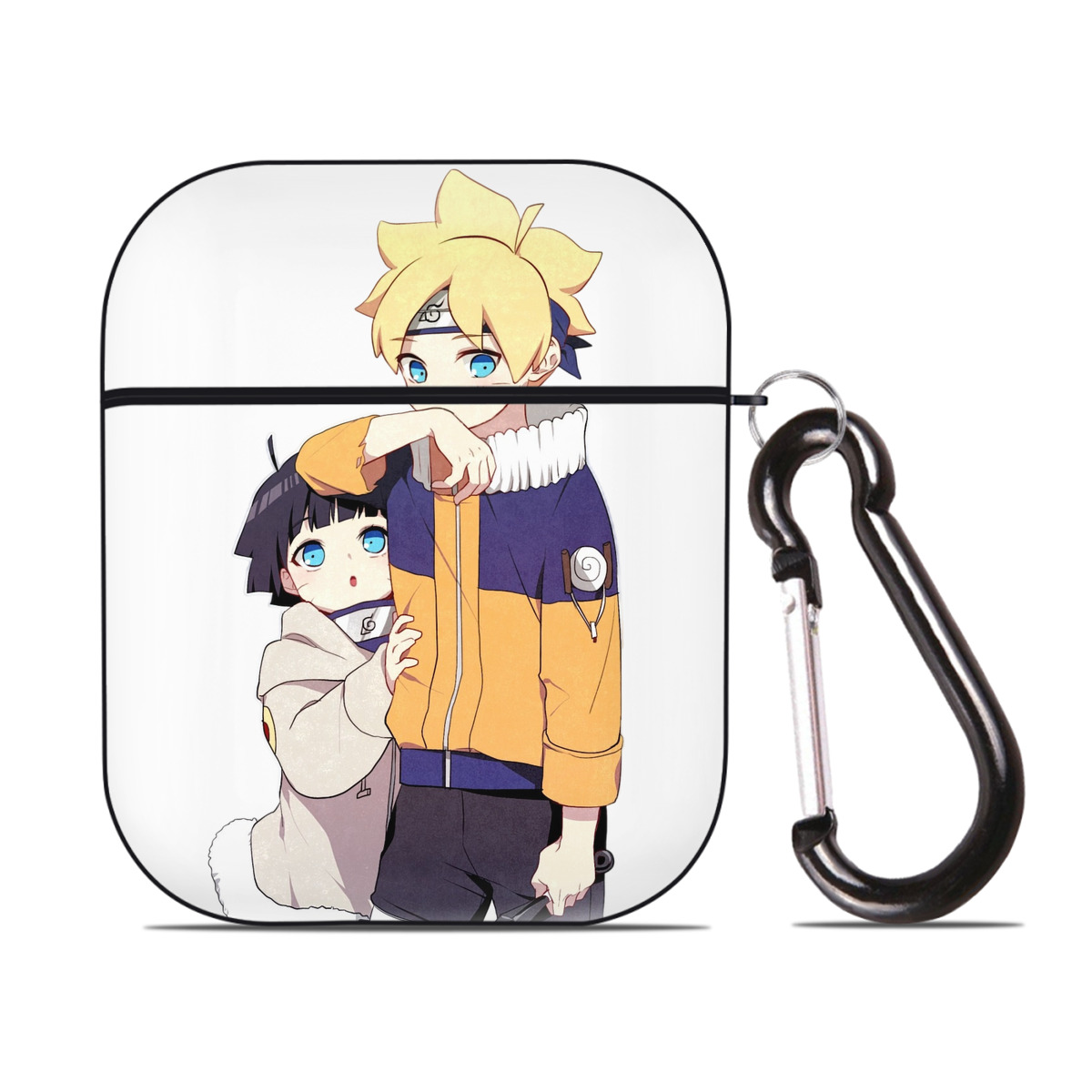 （画像用） NARUTO -ナルト- うずまき ボルト Uzumaki Boruto AirPods 第2世代保護ケース ハードシェル ブラック 耐衝撃・防指紋・カラビナ付き
