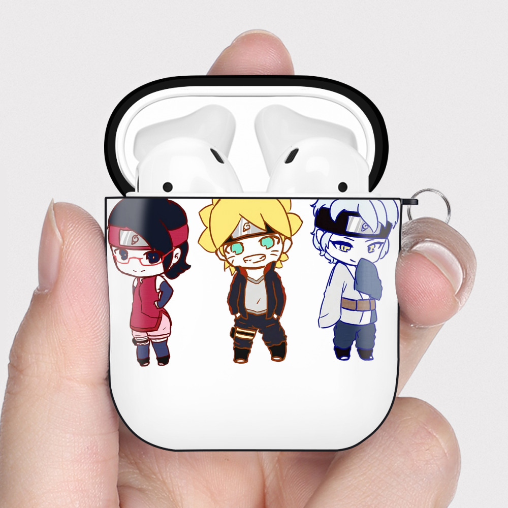 （画像用） NARUTO -ナルト- うずまき ボルト Uzumaki Boruto AirPods 第2世代保護ケース ハードシェル ブラック 耐衝撃・防指紋・カラビナ付き