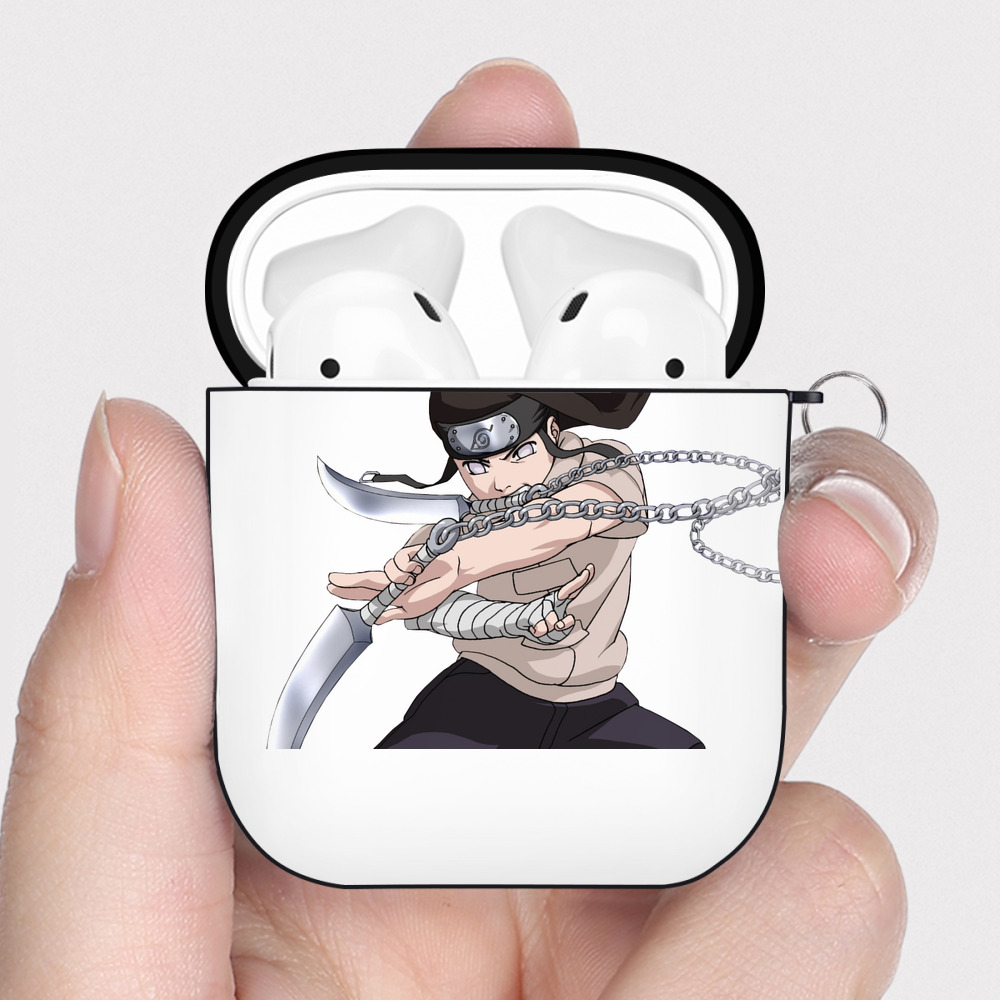 （画像用） NARUTO -ナルト- 日向ネジ Hyūga Neji AirPods 第2世代保護ケース ハードシェル ブラック 耐衝撃・防指紋・カラビナ付き